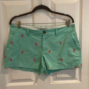 Old Navy mint short with embroidered flamingos Size 8